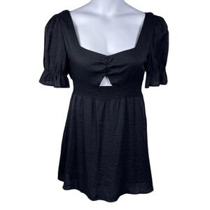 Fanco Black Puff Sleeve Cutout Mini Dress Size L